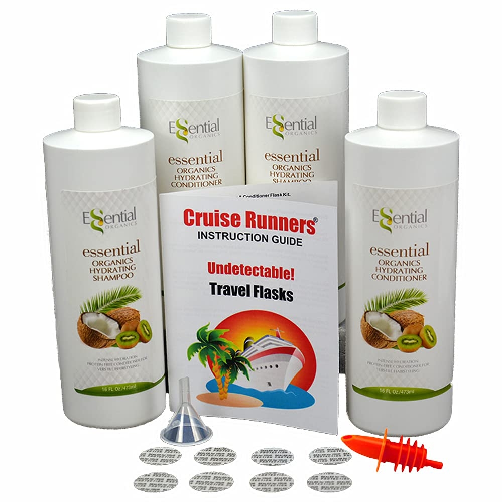 Fake Shampoo & Conditioner By CRUISE RUNNERS Hidden Liquor Alcohol Flasks For Booze Cruise Enjoy Rum Runners 4 Bottles