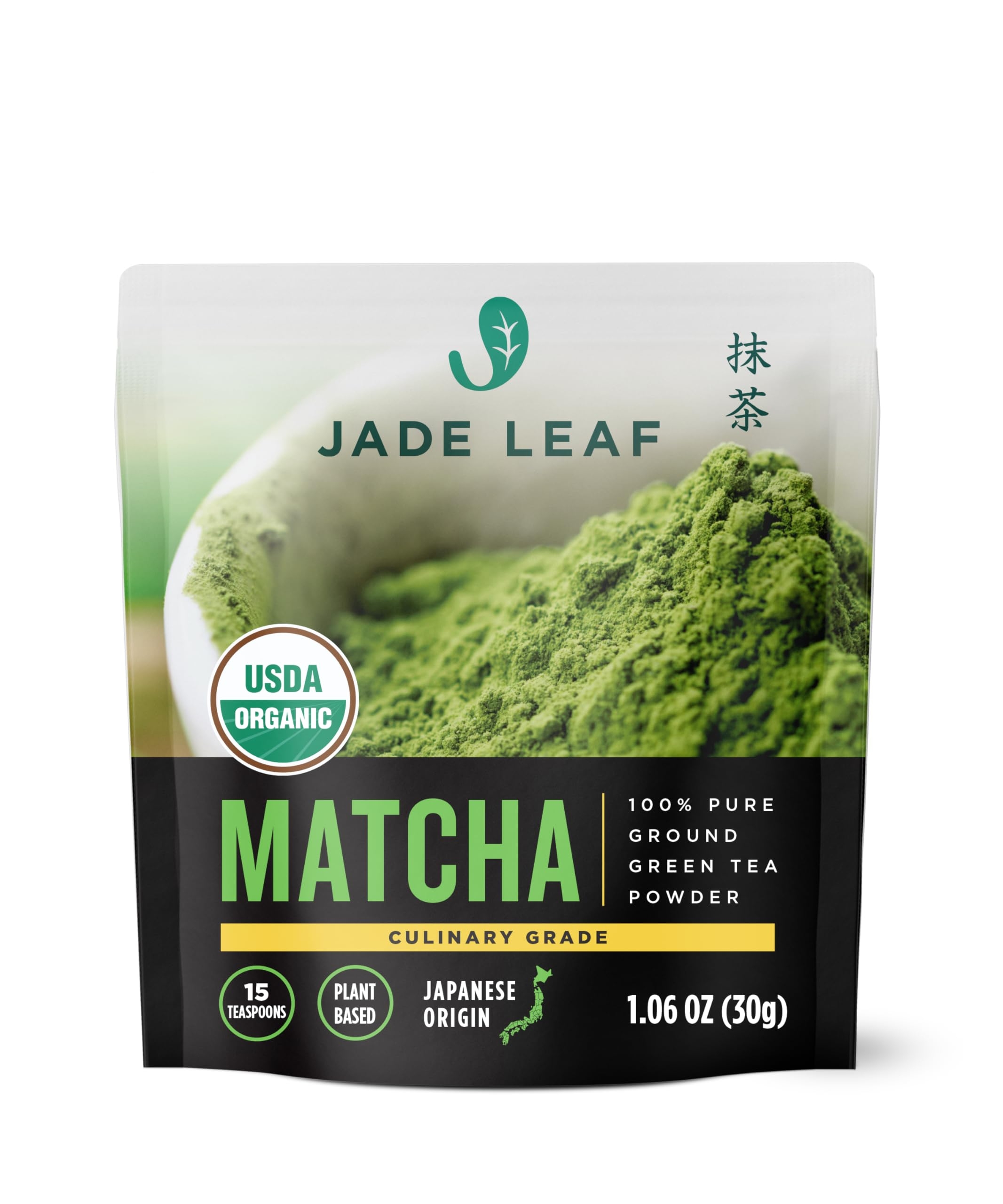 Jade Leaf Matcha Organic Green Tea Powder - Culinary Grade Premium Second Harvest - Authentic Japanese Origin (1.06 Ounce Resealable Pouch)