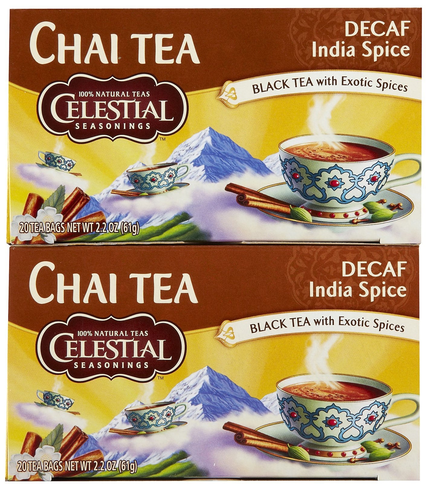 CELESTIAL SEASONINGS CHAI,ORIGINAL,INDIA DECAF, 20 BAG