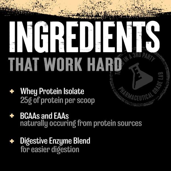 Animal Whey Isolate Protein Powder - Loaded for Pre & Post Workout Muscle Builder and Recovery with Digestive Enzymes for Men & Women - 25g Protein, Great Taste, Low Sugar - Cookies & Cream 4 lbs - Image 5