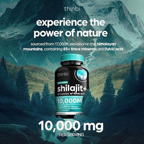 Thinbi Pure Himalayan Shilajit 10000mg Maximum Potency Organic Capsules 90 Count with Fulvic Acid & Trace Minerals for Enhanced Energy and Immune Support Men & Women Better Than Shilajit Resin - Image 3