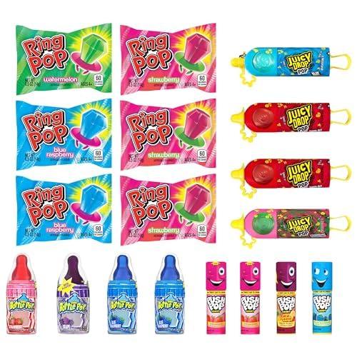 Candy Variety Pack, 18 Count Assorted Lollipops, Bulk Individually Wrapped Ring Pop, Push Pop, Baby Bottle Pop & Juicy Drop, Ideal for Birthdays, Party Favors for Kids & Hard Candy Gifts - Image 7