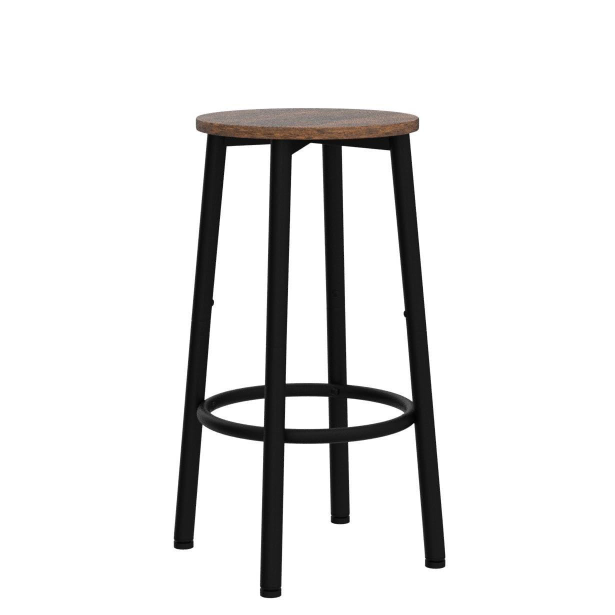 HOOBRO Bar Stools, Set of 2 Bar Chairs, Kitchen Round Height Stools with Footrest, Breakfast Bar Stools, Sturdy Steel Frame, for Dining Room, Kitchen, Party, Easy Assembly, Rustic Brown BF03BY01 - Image 5