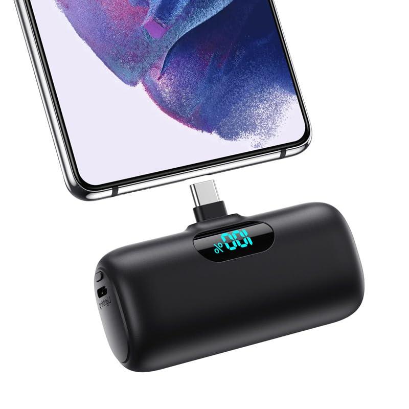 Mini Portable Charger 5000mAh Power Bank,15W PD USB C Cell Phone Portable Power,LCD Display Battery Pack Compatible With iPhone 16/15/15 Plus/15 Pro/15 Pro Max/Android/Samsung/Moto/LG(Type-C Only)