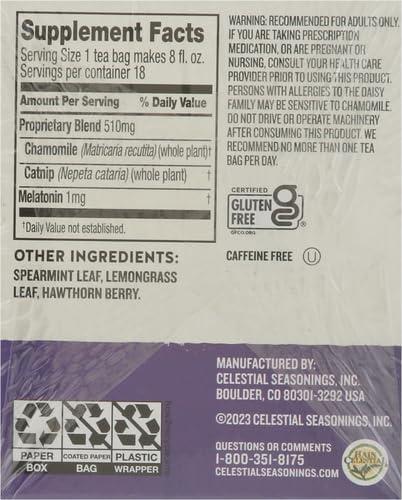 Celestial Seasonings Sleepytime Wellness Tea Plus Melatonin, Caffeine Free, 18 Tea Bags Box - Image 2