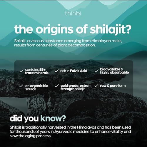 Thinbi Pure Himalayan Shilajit 10000mg Maximum Potency Organic Capsules 90 Count with Fulvic Acid & Trace Minerals for Enhanced Energy and Immune Support Men & Women Better Than Shilajit Resin - Image 5