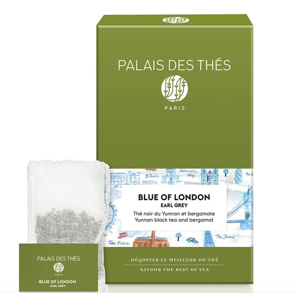 Palais des Thés - Blue of London - Earl Grey Black Tea, Bergamot & Cornflower - 20 Count Cotton Tea Bags Box