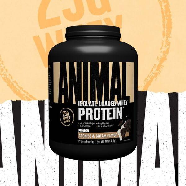 Animal Whey Isolate Protein Powder - Loaded for Pre & Post Workout Muscle Builder and Recovery with Digestive Enzymes for Men & Women - 25g Protein, Great Taste, Low Sugar - Cookies & Cream 4 lbs - Image 3