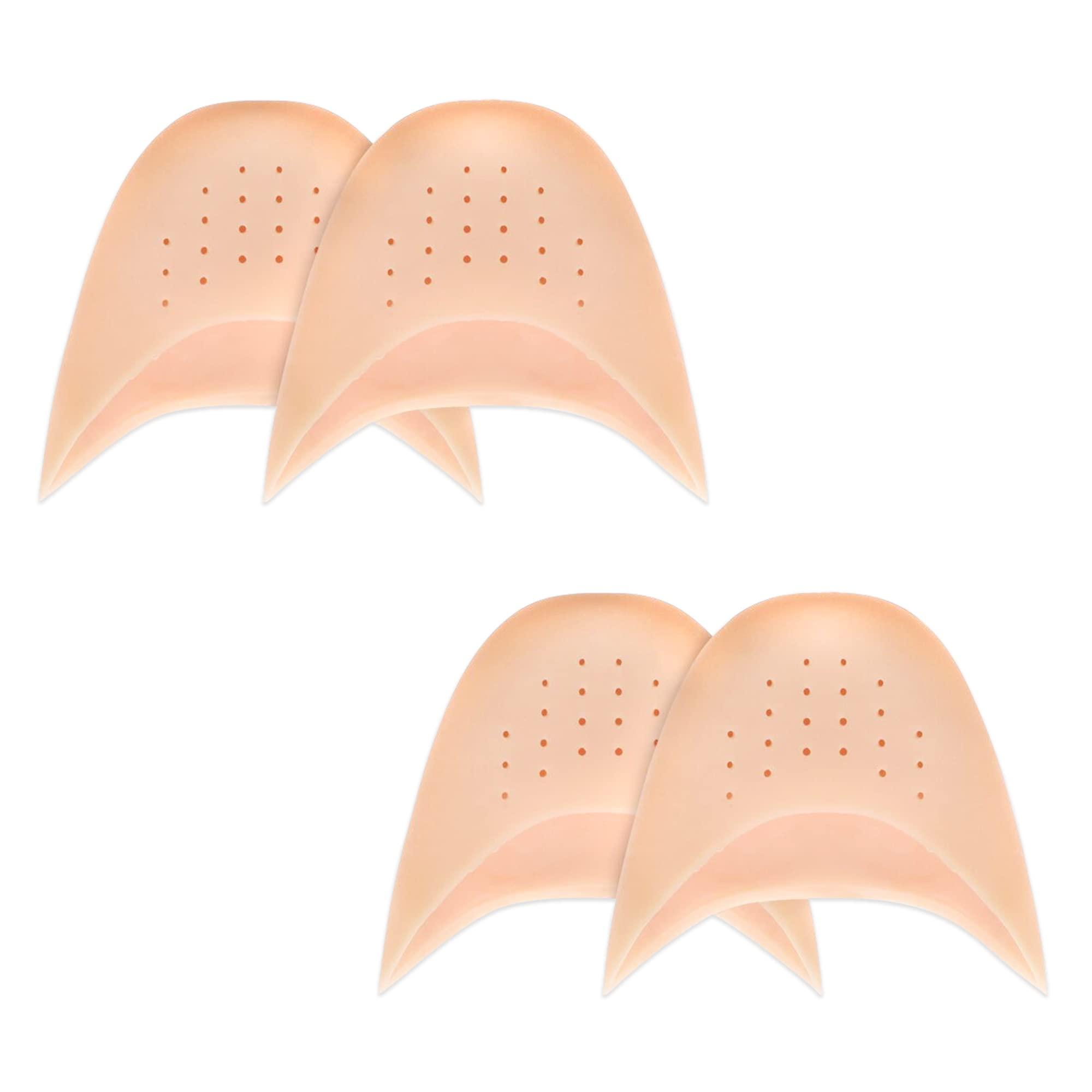 JEVRKAPZ Silicone Gel Toe Sleeves Soft Ball of Foot Metatarsal Ballet Pointe Toe Cap with Hole Toe Protection Toe Topper Cover Protectors Pouch for Ballet Dance Shoes