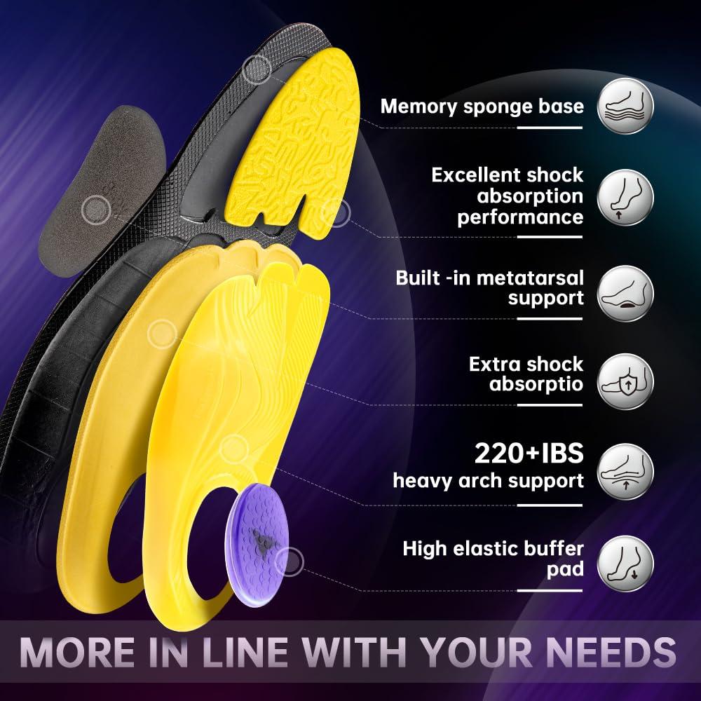 VALSOLE Heavy Duty Support Pain Relief Orthotics - 220+ lbs Plantar Fasciitis High Arch Support Insoles for Men Women, Flat Feet Orthotic Insert, Work Boot Shoe Insole, Absorb Shock with Every Step - Image 3