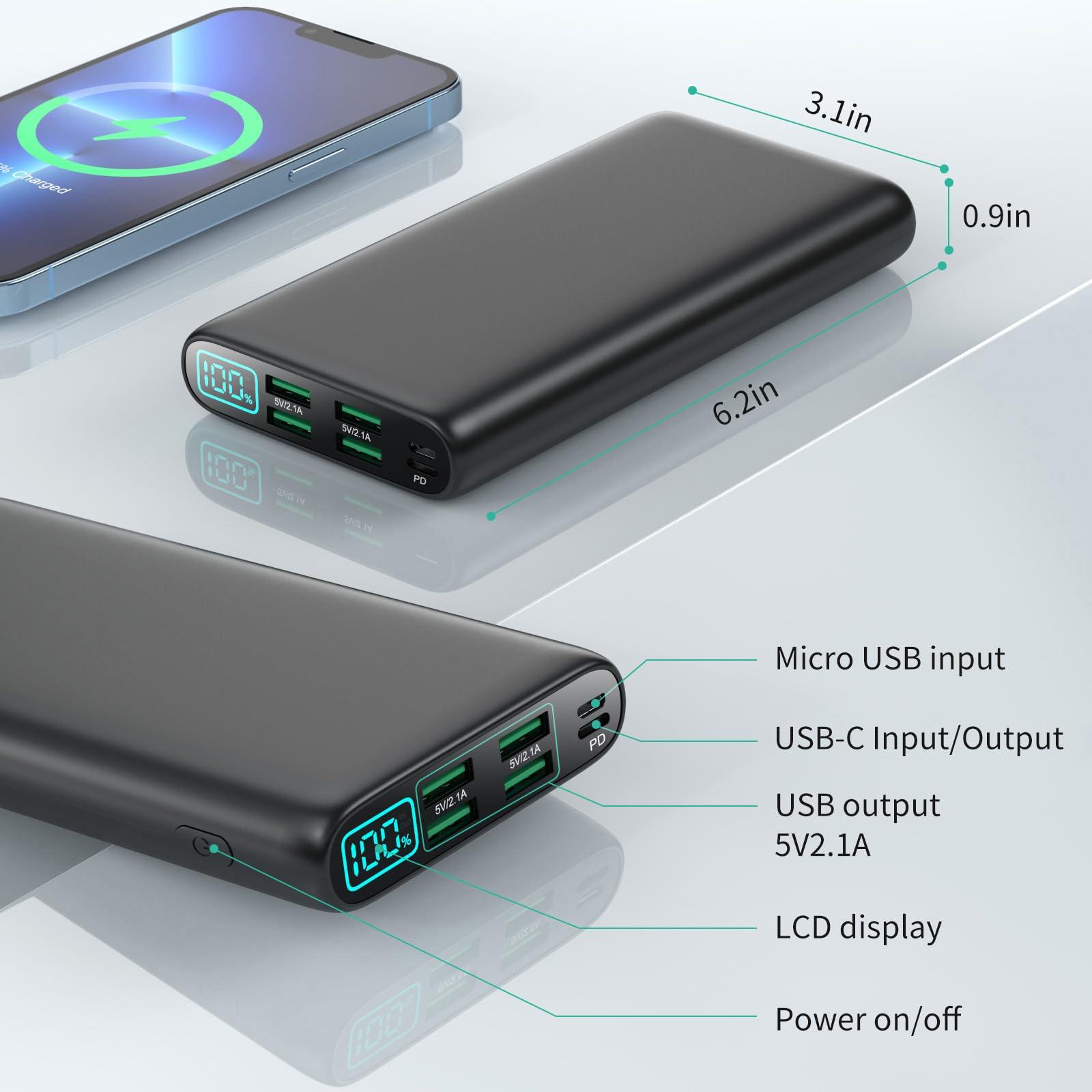 Portable Charger 38800mAh,LCD Display Power Bank,5 USB Outputs Battery Pack Backup, USB-C in&out Dual Input Phone Charging Compatible with iPhone 16/15/14/13 Pro/12,Android Samsung Galaxy Pixel Nexus - Image 5
