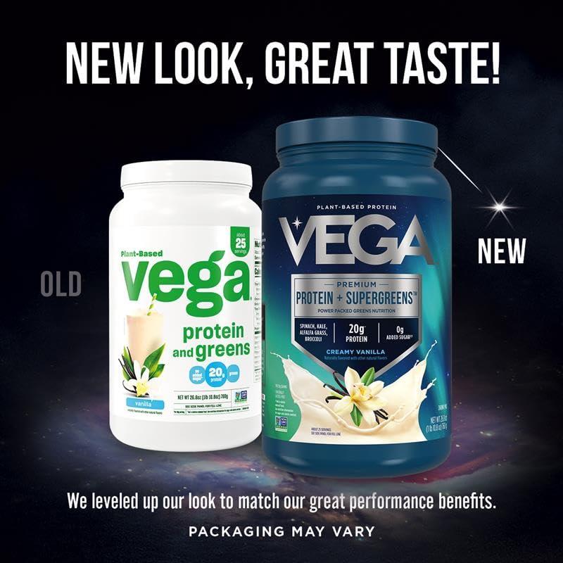 Vega Protein + Supergreens - 20g Plant-Based Protein, Vanilla, 25 Servings, Real Greens & Veggies, Vegan Keto, 0g Added Sugar, Non-GMO, Gluten Free, Dairy Free, 1.7lbs (Packaging May Vary) - Image 2