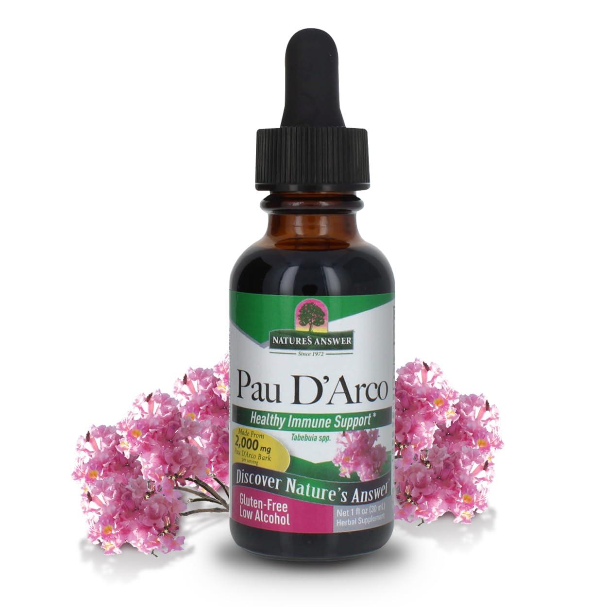 Nature's Answer Pau D'Arco Inner Bark with Organic Alcohol 1 Fluid Ounce | Promotes Healthy Gut Flora | Natural Immune Support Booster