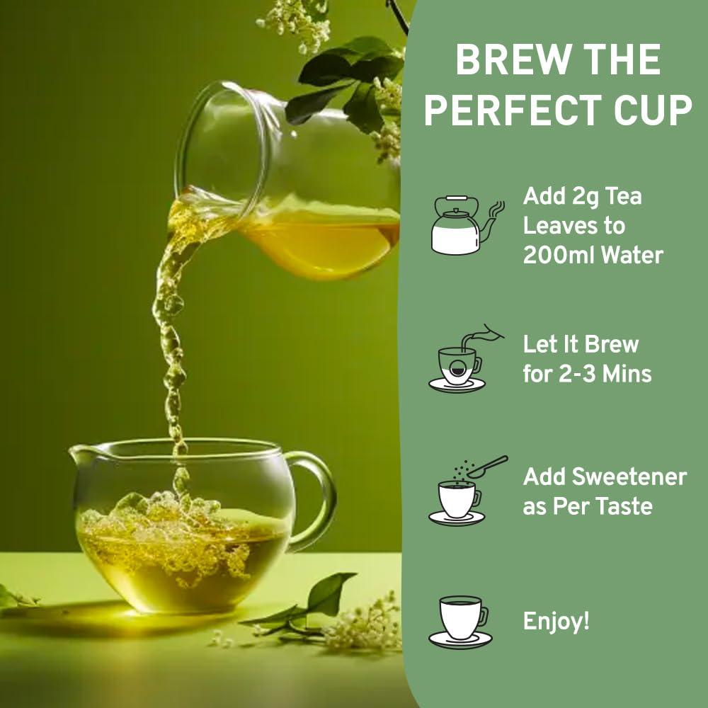 HANDPICK, Green Tea Loose Leaf (255g/9oz) +100 Cups | Non-GMO, 100% Pure Green Tea Leaves Sourced from Himalayas, India | Resealable Ziplock Pouch - Image 5