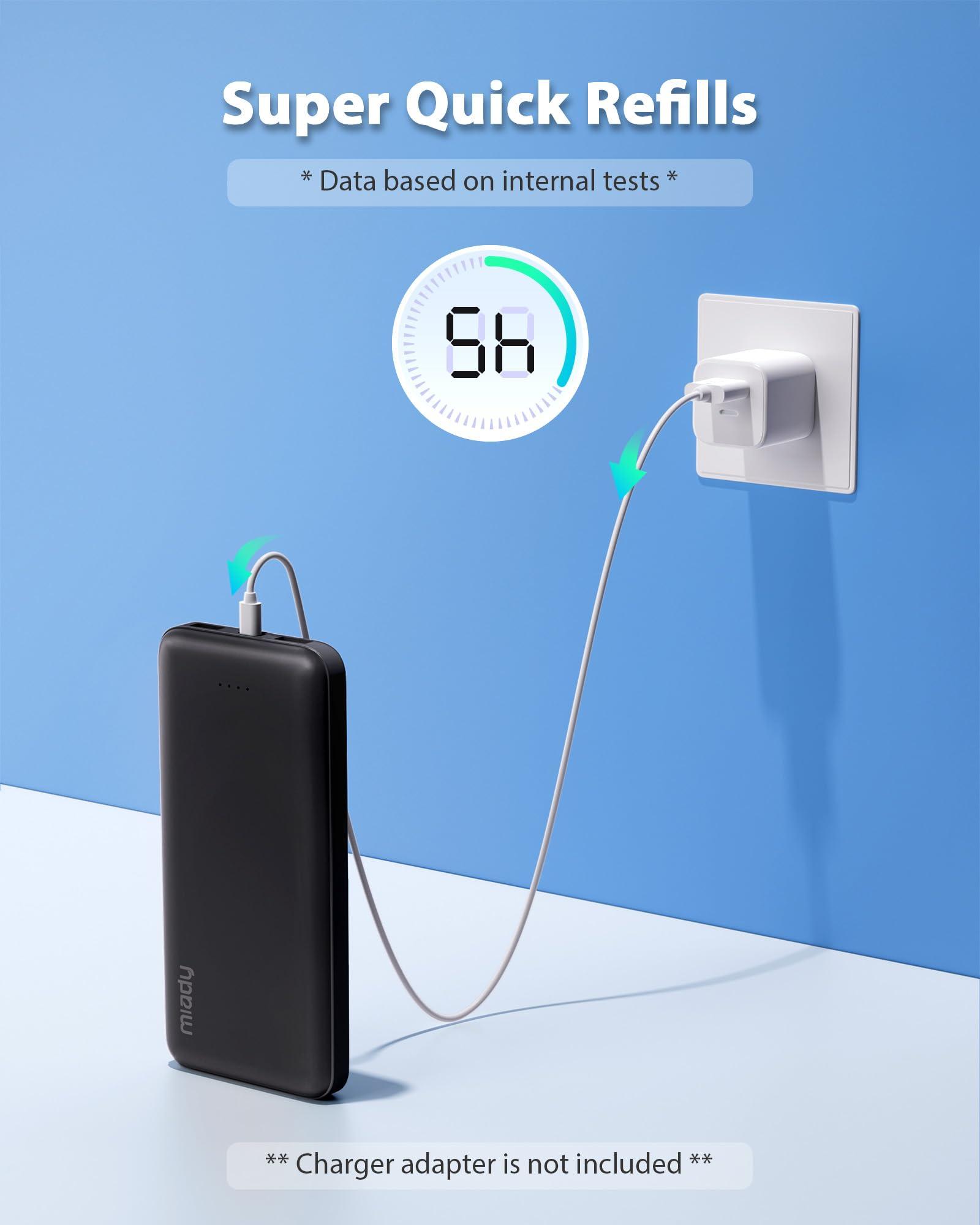Miady 2-Pack 10000mAh Dual USB Portable Charger, USB-C Fast Charging Power Bank, Backup Charger for iPhone 15/14/13, Galaxy S23/22, Pixel and etc - Image 7