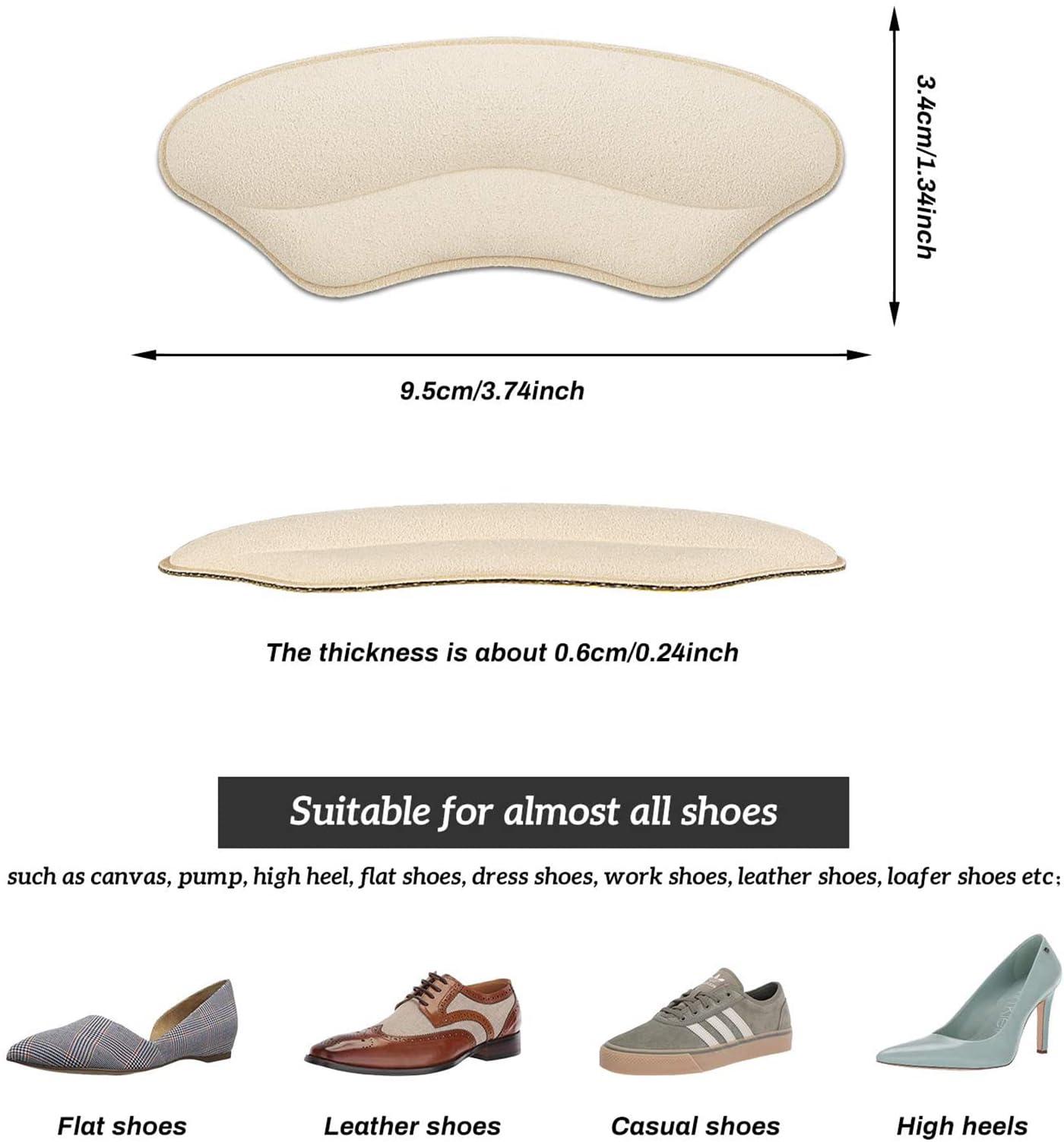 Heel Grips Liner Cushions Inserts for Loose Shoes, Heel Pads Snugs for Shoe Too Big Men Women, Filler Improved Shoe Fit and Comfort, Stop Heel Slip and Blister (4 Pairs) (Pale Apricot+Black) - Image 2