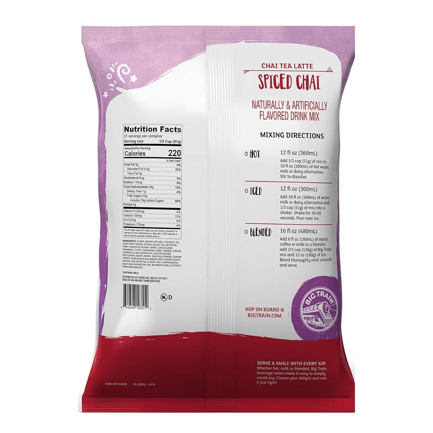 Big Train Spiced Chai Tea Latte Beverage Mix, 3.5 Pound (Pack of 1) - Image 2