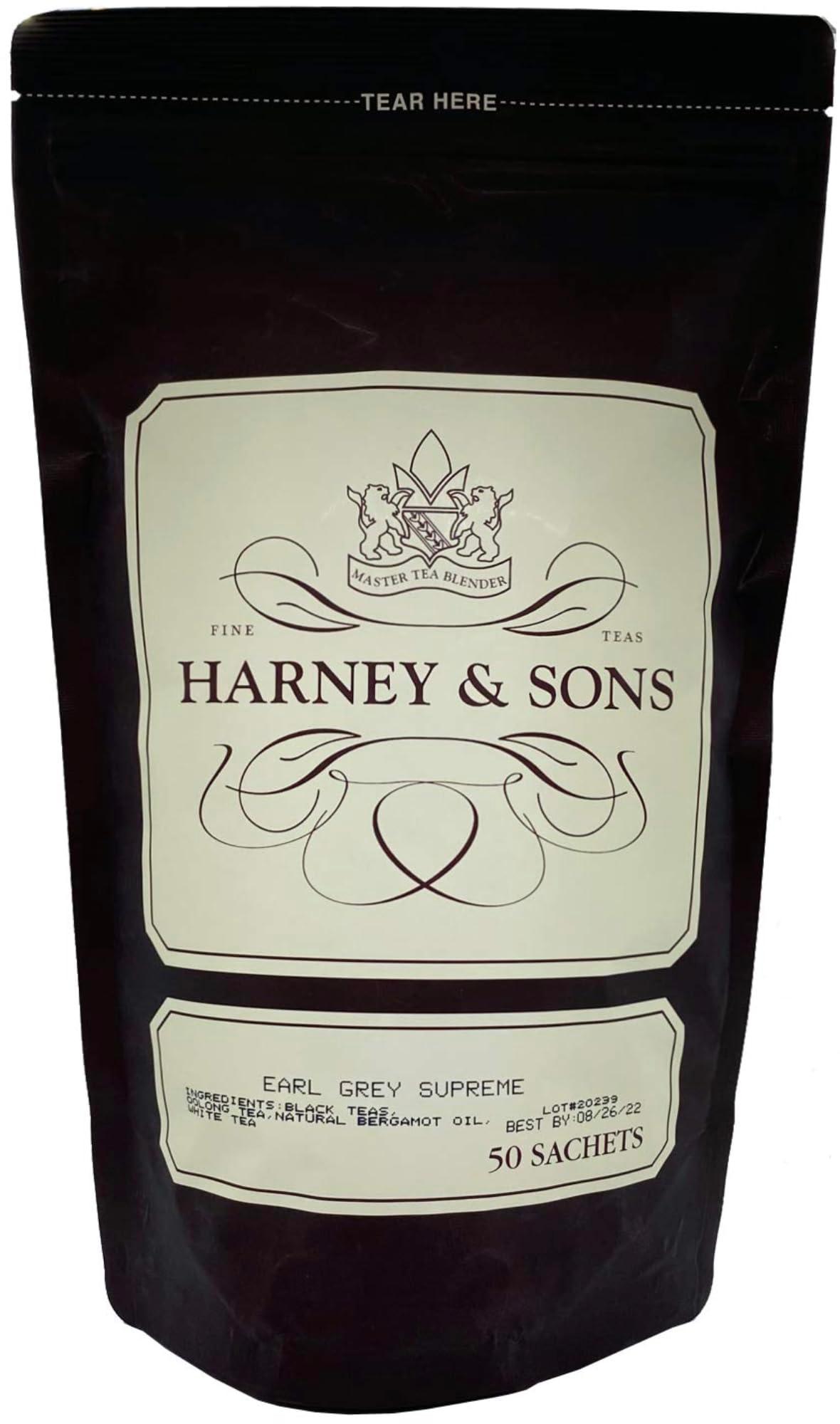 Harney & Sons Earl Grey Supreme Tea - Lemony Flavors,Presents and Party Favors - Bag of 50 Sachets
