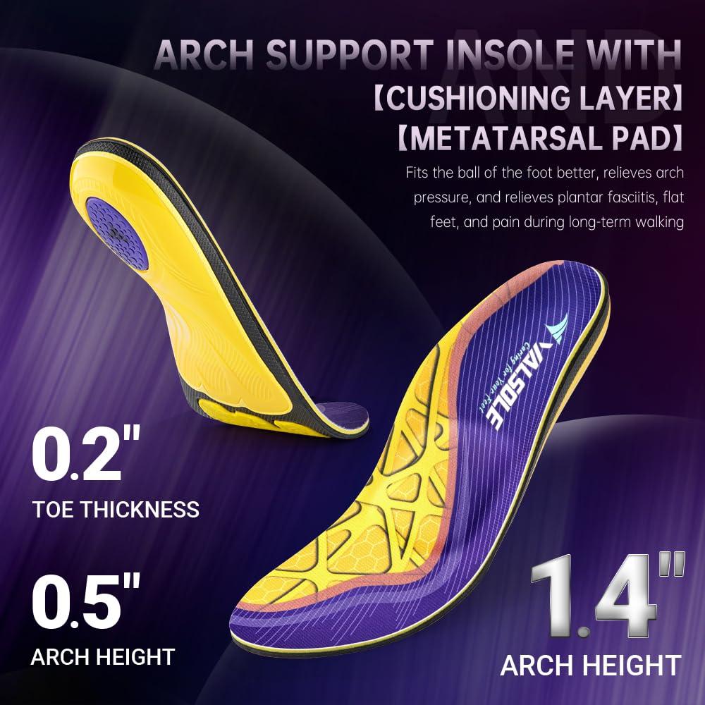VALSOLE Heavy Duty Support Pain Relief Orthotics - 220+ lbs Plantar Fasciitis High Arch Support Insoles for Men Women, Flat Feet Orthotic Insert, Work Boot Shoe Insole, Absorb Shock with Every Step - Image 5