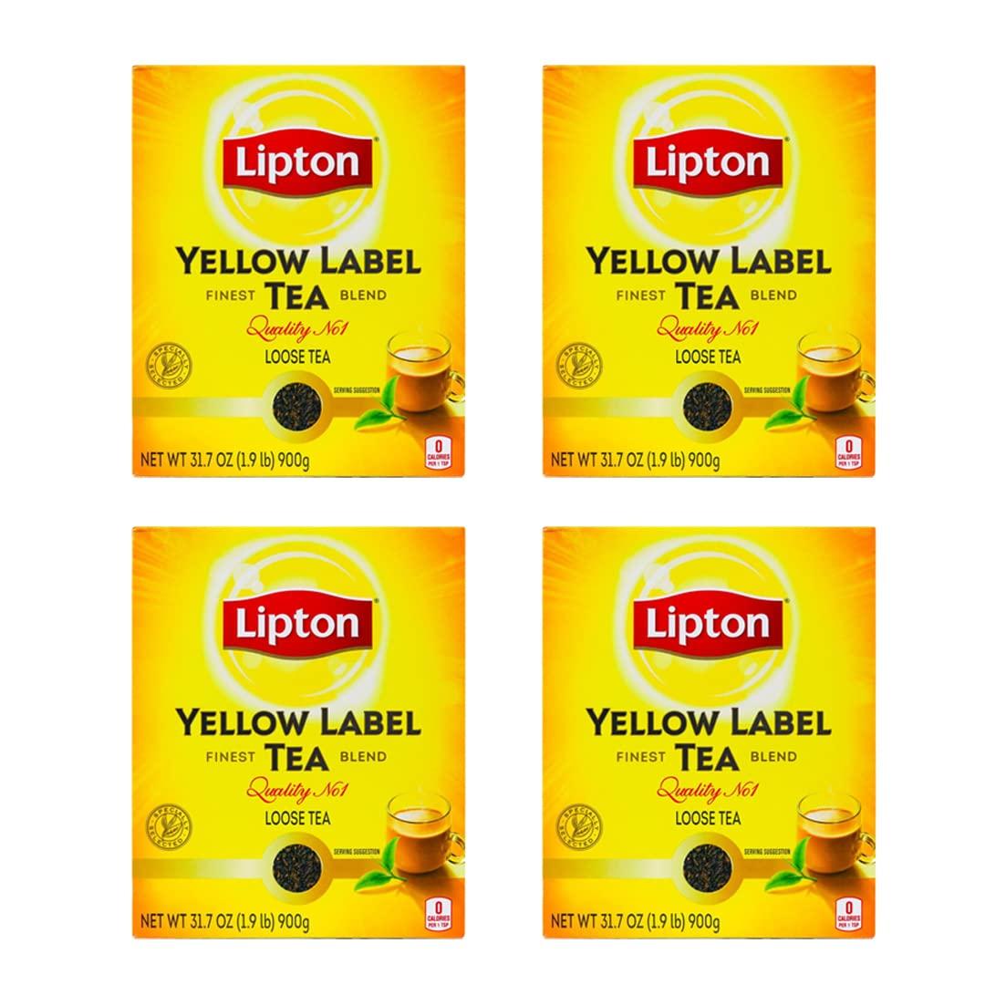 Lipton Black Tea | Yellow Label | Loose Leaf Tea | Premium Quality | International Chai Blend | Compatible for Milk Chai | Bold & Rich Flavor | Bulk Tea | 900 Grams (Pack of 4)