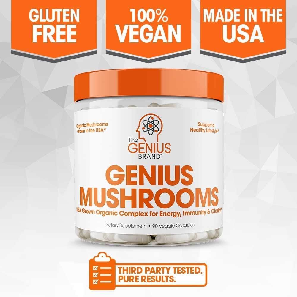 Genius Mushroom Supplement - Full-Spectrum Lion’s Mane, Cordyceps, Reishi -Daily Brain Nootropic for Energy, Focus, Memory & Overall Wellness - 90 Capsules – Organic for Mental Clarity & Performance - Image 8