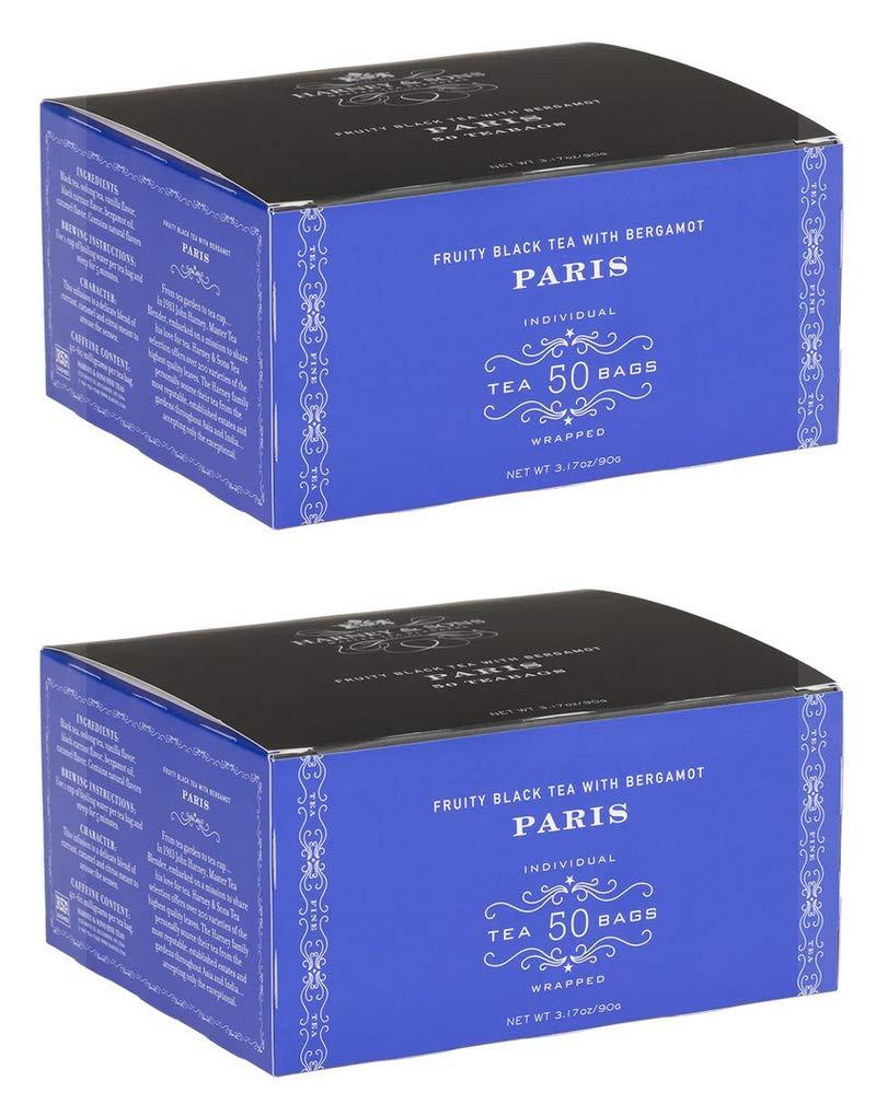 Harney & Sons Paris Tea Bags - Box of 50 Tea Bags (Pack of 2) Fruity Black Tea with Bergamot