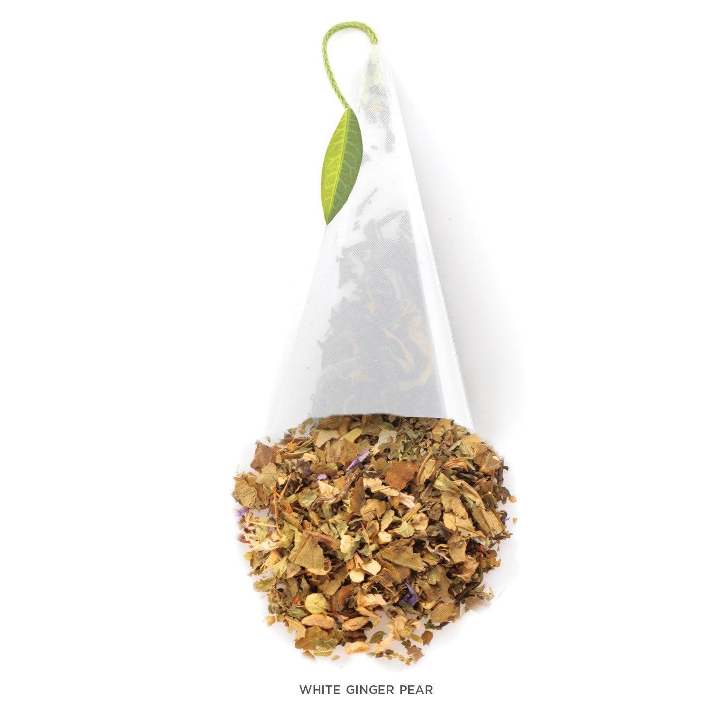 Tea Forte White Ginger Pear Premium Organic Caffeinated White Tea Blend Event Box, Bulk Pack 40 Count, 10 per tray Individually Wrapped Handcrafted Pyramid Infusers - Image 3