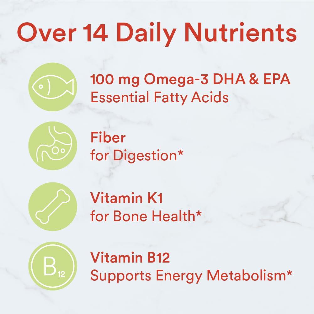 SmartyPants Kids Multivitamin Gummies and Fiber Supplement: Vitamin D3, C, Vitamin B12, B6, A, Zinc, Biotin, Inositol, Fiber Gummies, Three Fruit Flavors, 120 Count (30 Day Supply) - Image 6