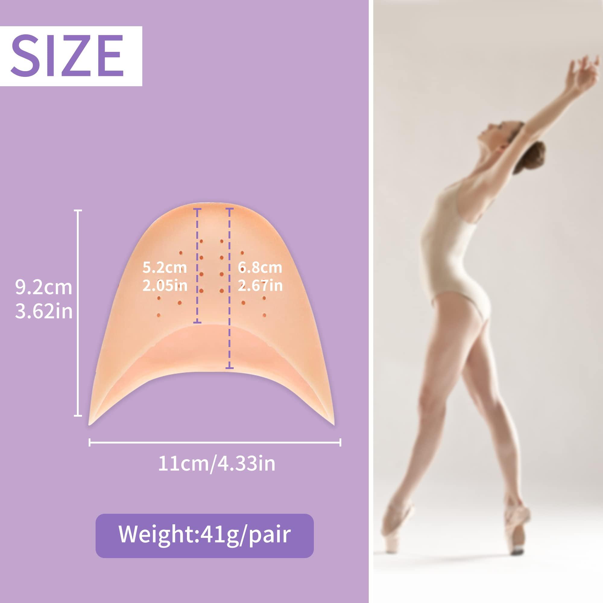JEVRKAPZ Silicone Gel Toe Sleeves Soft Ball of Foot Metatarsal Ballet Pointe Toe Cap with Hole Toe Protection Toe Topper Cover Protectors Pouch for Ballet Dance Shoes - Image 2