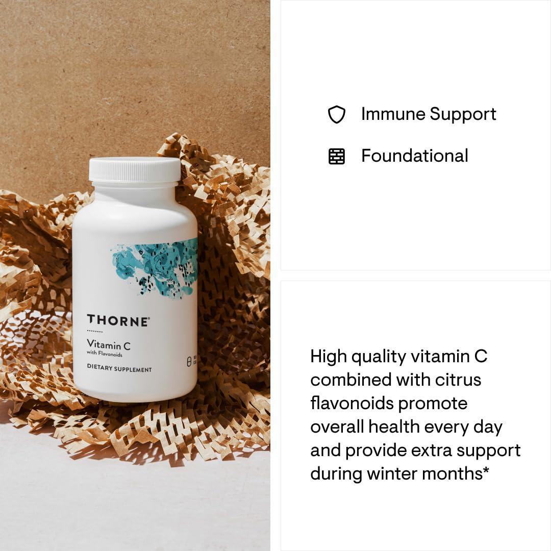 THORNE Vitamin C - Blend of Vitamin C and Citrus Bioflavonoids from Oranges - Support Immune System, Production of Cellular Energy, Collagen Production and Healthy Tissue* - Gluten-Free - 90 Capsules - Image 4