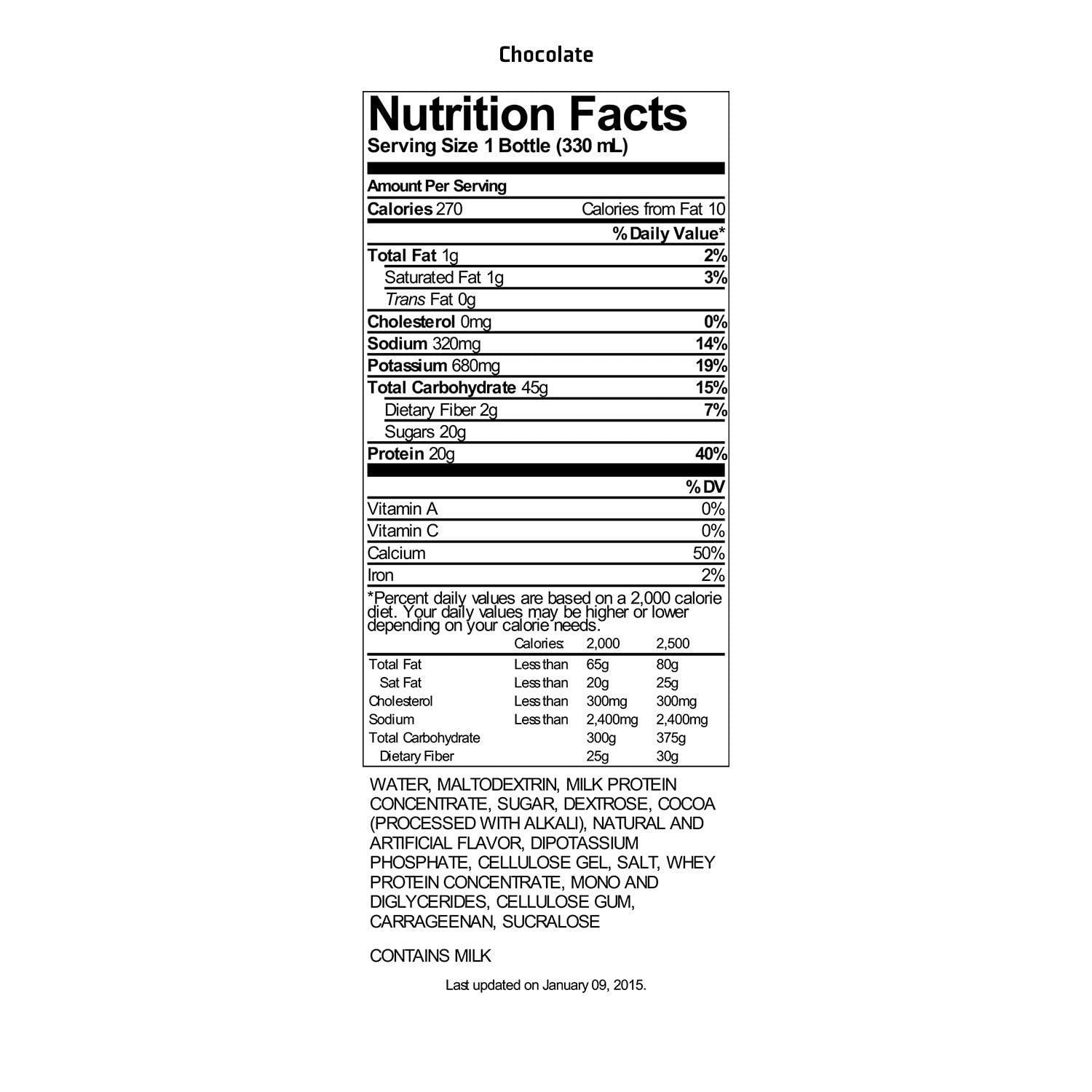Gatorade Recover Protein Shake, Chocolate, 20g Protein, 11.6 fl oz Plastic Bottle, Pack of 12 - Image 6