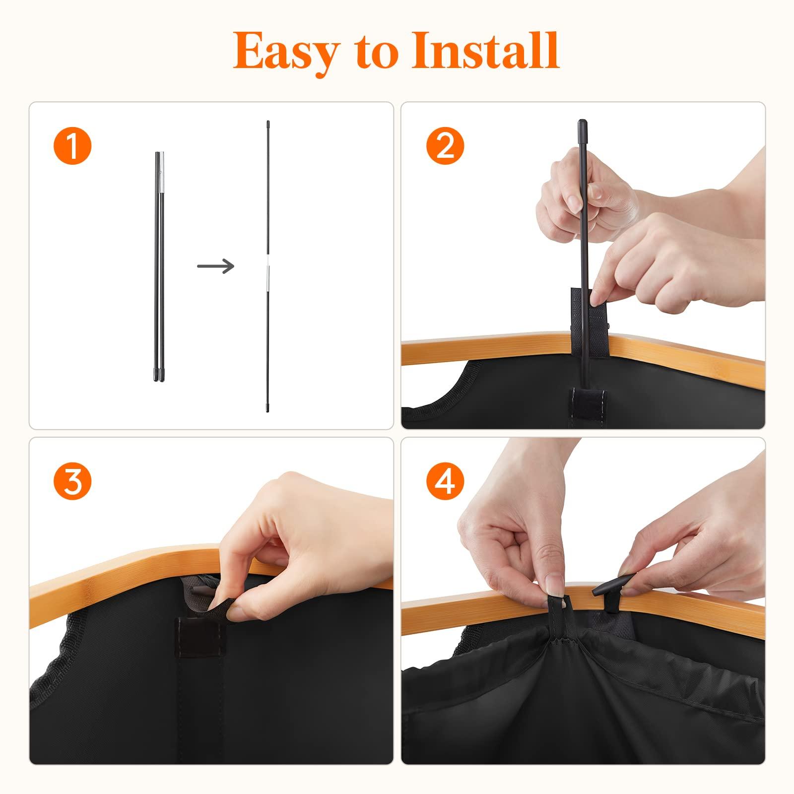Lifewit 100L Laundry Basket with Lid, Clothes Hampers for Laundry with Bamboo Handles and A Removable Bag, Large Foldable Laundry Hamper for Bedroom, Bathroom, Dorm, Laundry Room, Black - Image 6