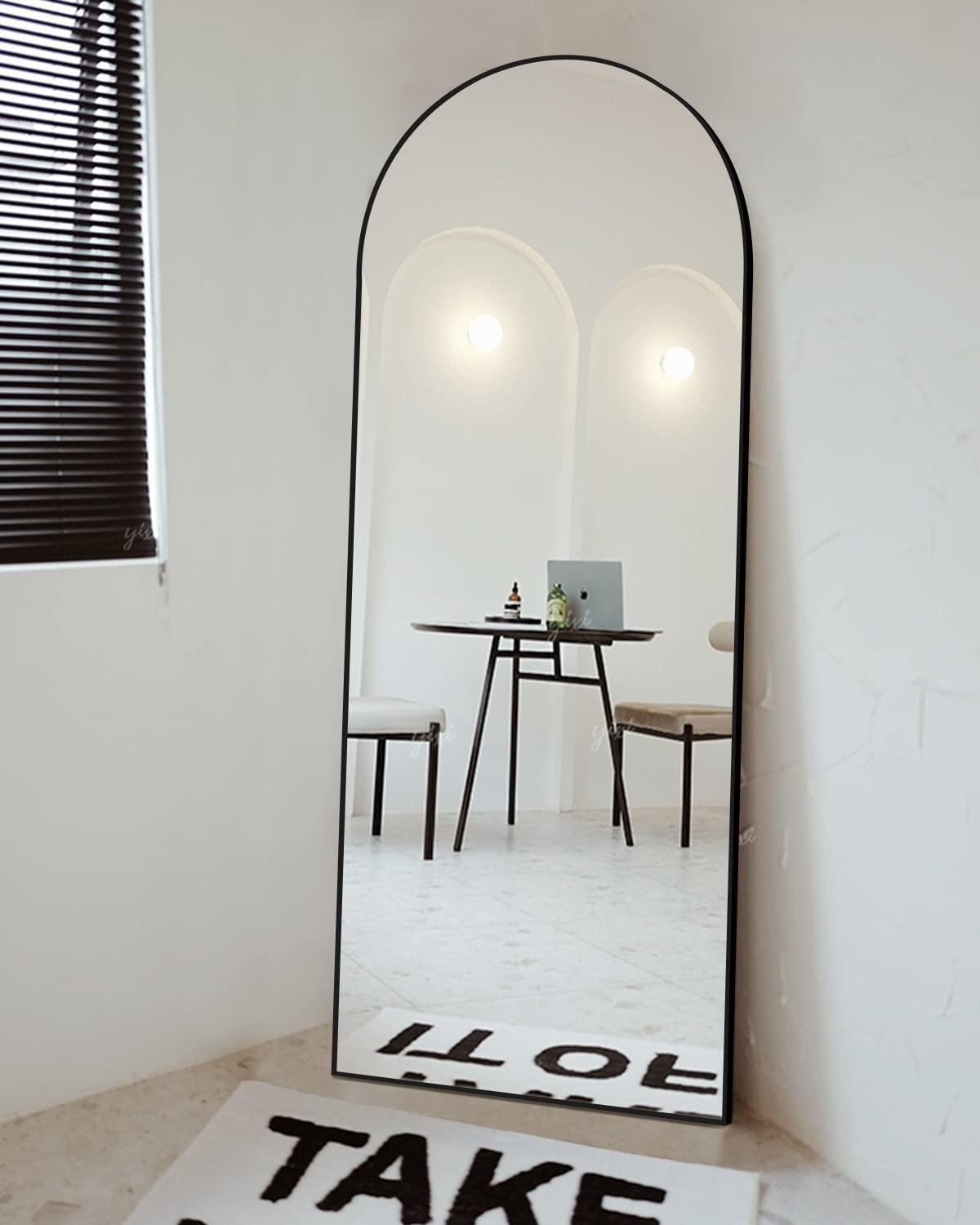 ITSRG Floor Mirror, Full Length Mirror with Stand, Arched Wall Mirror Full Length, Black Floor Mirror Freestanding, Wall Mounted for Bedroom Living Room, Black - Image 3