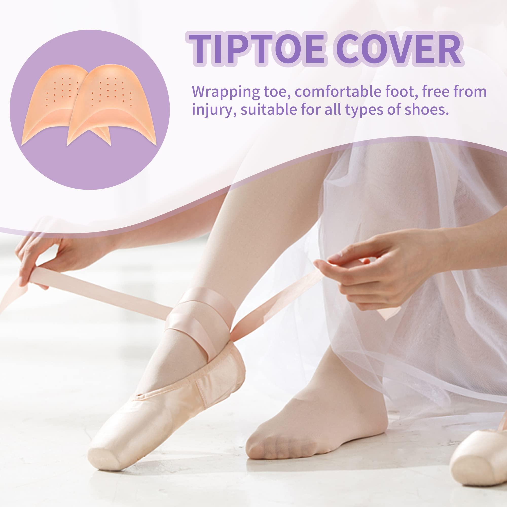JEVRKAPZ Silicone Gel Toe Sleeves Soft Ball of Foot Metatarsal Ballet Pointe Toe Cap with Hole Toe Protection Toe Topper Cover Protectors Pouch for Ballet Dance Shoes - Image 7