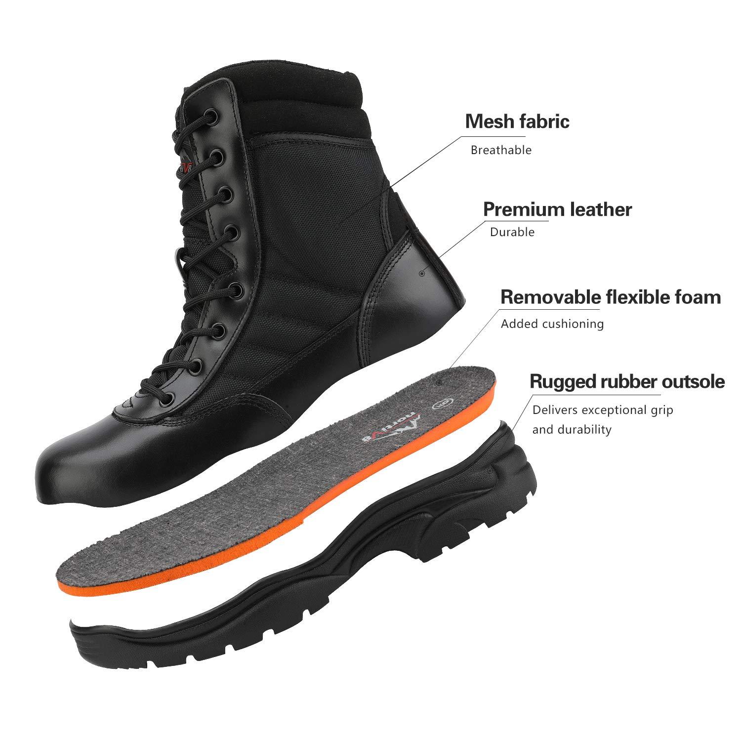 NORTIV 8 Men's Military Tactical Work Boots Side Zipper Leather Motorcycle Combat Boots Trooper(6-8 Inches) - Image 6