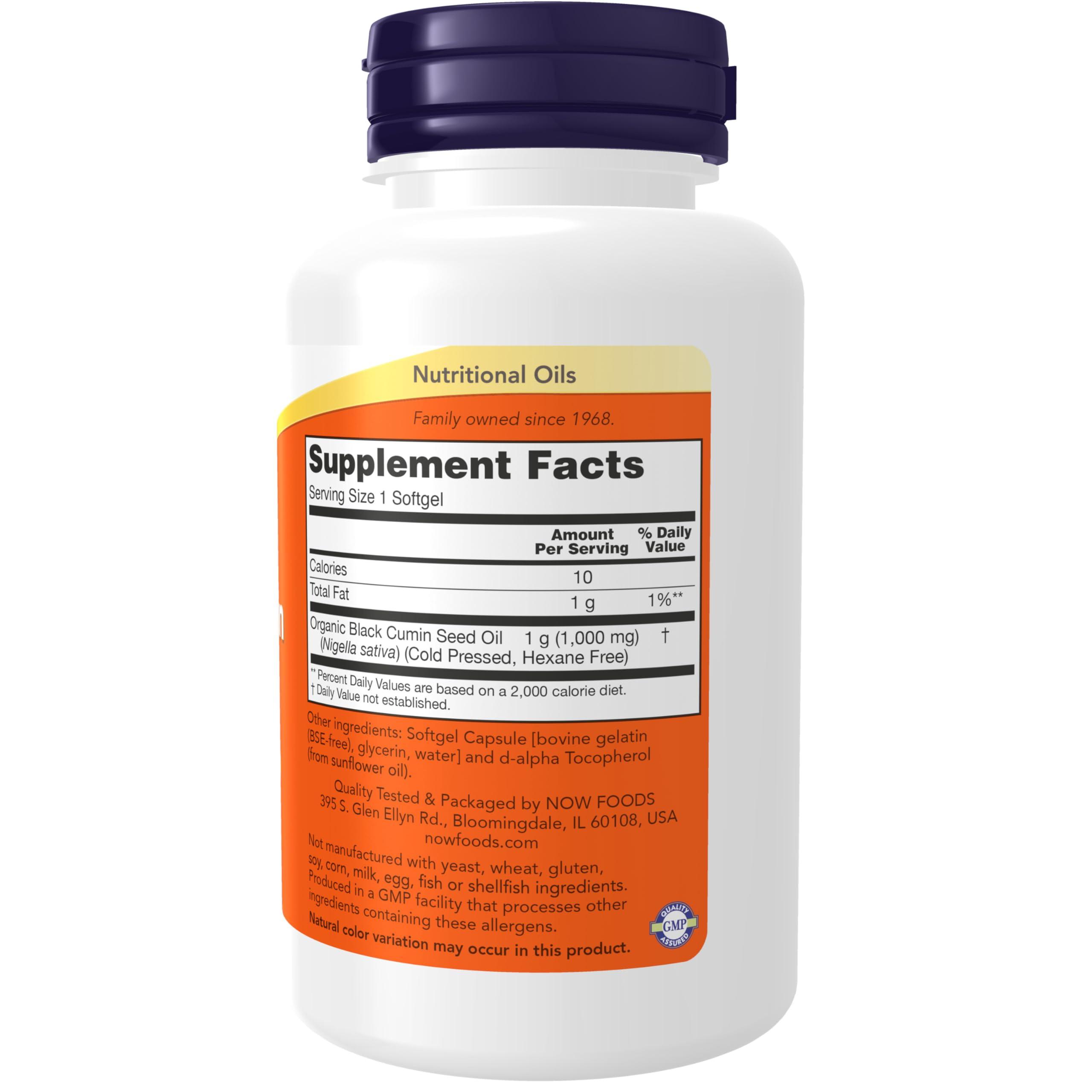 NOW Foods Supplements, Black Cumin Seed Oil, 1,000 mg, Cardiovascular Support*, 60 Softgels - Image 2