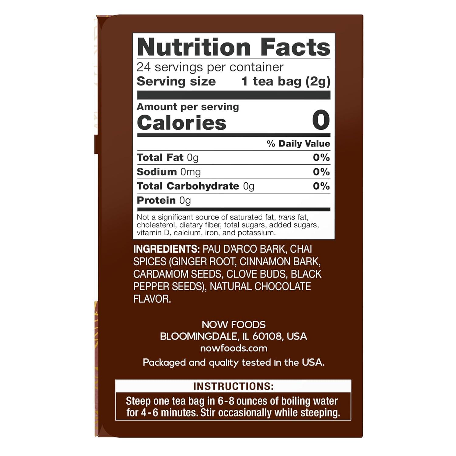 NOW Foods Real Tea PAU D'Arco - 24 Tea Bags - Image 2