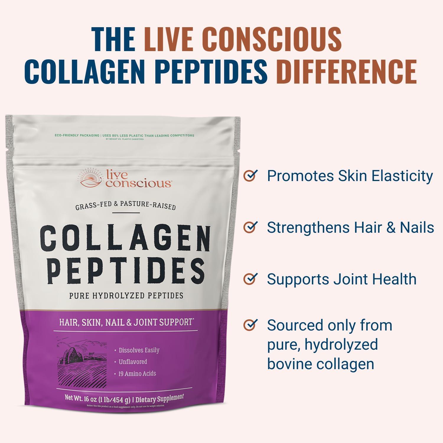 Collagen Peptides Powder - Naturally-Sourced Hydrolyzed Collagen Powder - Hair, Skin, Nail, and Joint Support - Type I & III Grass-Fed Collagen Supplements for Women and Men - 41 Servings - 16oz - Image 3