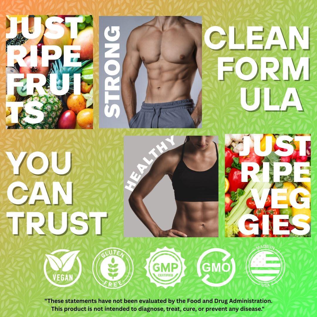 Just Ripe Nutrition Fruits and Veggies Supplement - 90 Fruit and 90 Vegetable Capsules - 100% Whole Natural Superfood - Filled with Vitamins and Minerals - Supports Energy Levels (1 Pack) - Image 3