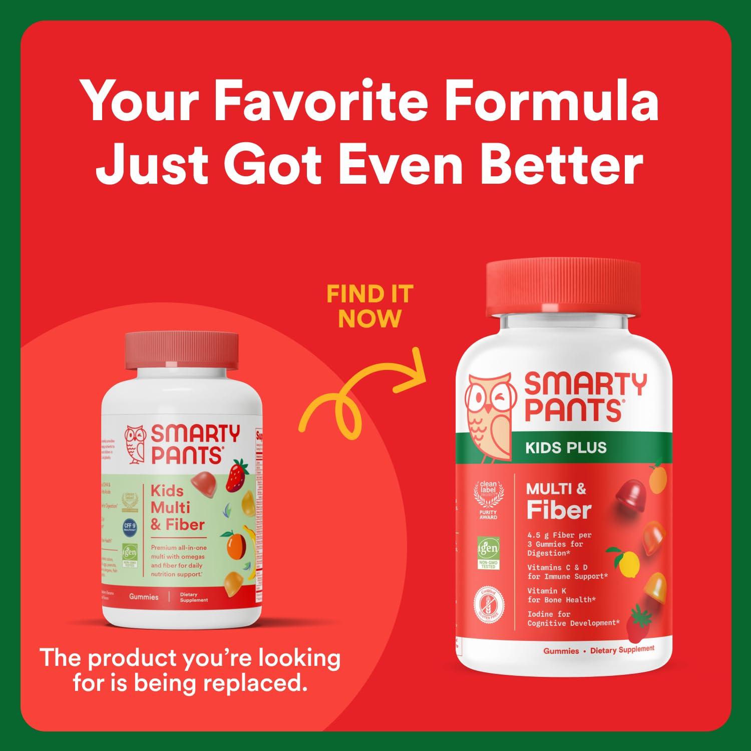 SmartyPants Kids Multivitamin Gummies and Fiber Supplement: Vitamin D3, C, Vitamin B12, B6, A, Zinc, Biotin, Inositol, Fiber Gummies, Three Fruit Flavors, 120 Count (30 Day Supply) - Image 2