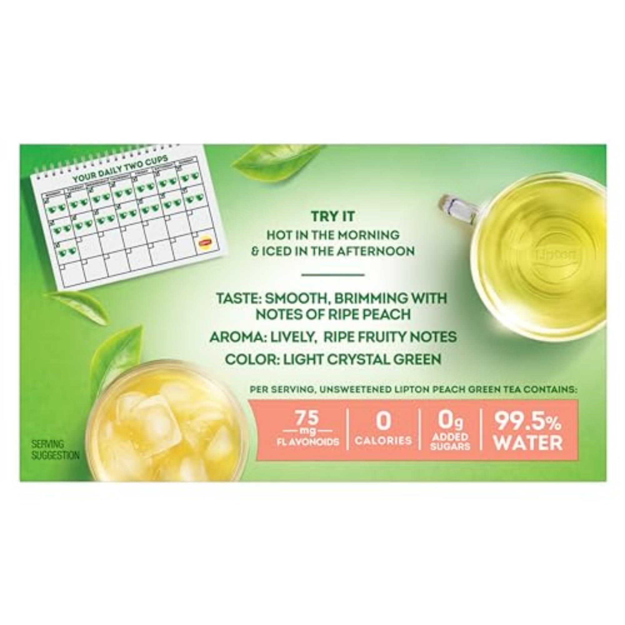 Lipton Peach Green Tea Bags, Flavored, Unsweetened Teabags for Hot Tea or Peach Iced Tea with Caffeine and Flavonoids, 120 Total Tea Bags (20ct - Pack of 6) - Image 12