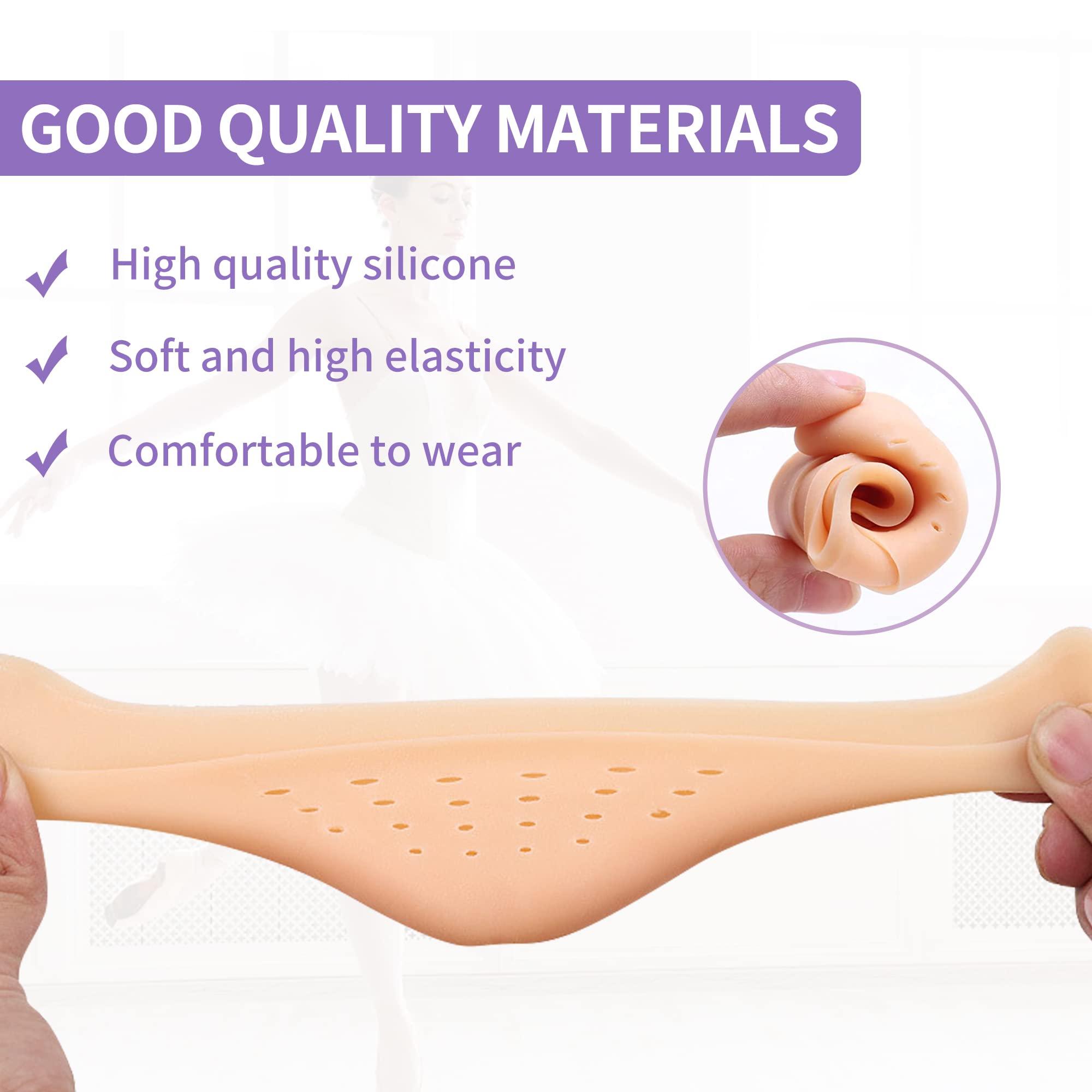 JEVRKAPZ Silicone Gel Toe Sleeves Soft Ball of Foot Metatarsal Ballet Pointe Toe Cap with Hole Toe Protection Toe Topper Cover Protectors Pouch for Ballet Dance Shoes - Image 3
