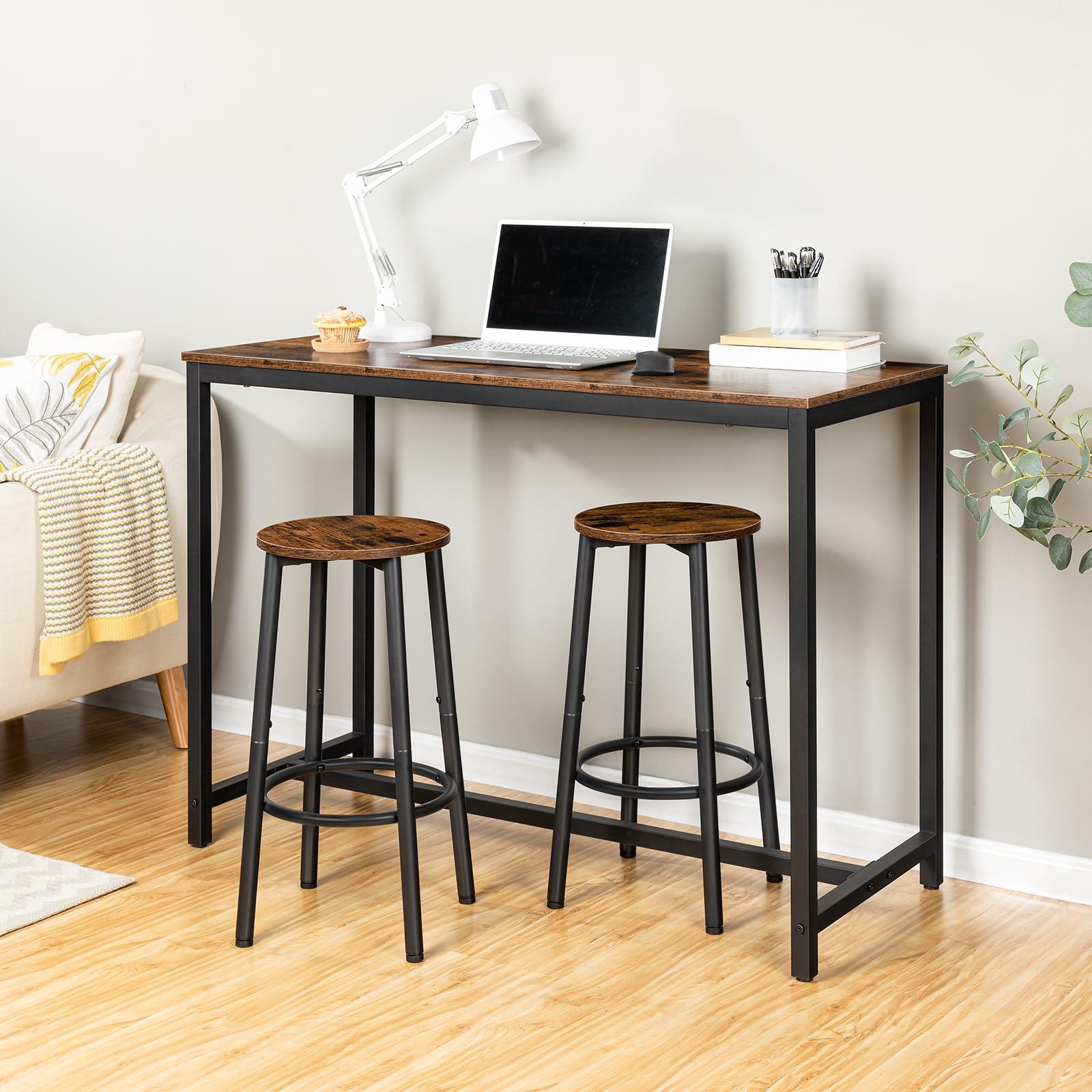 HOOBRO Bar Stools, Set of 2 Bar Chairs, Kitchen Round Height Stools with Footrest, Breakfast Bar Stools, Sturdy Steel Frame, for Dining Room, Kitchen, Party, Easy Assembly, Rustic Brown BF03BY01 - Image 7