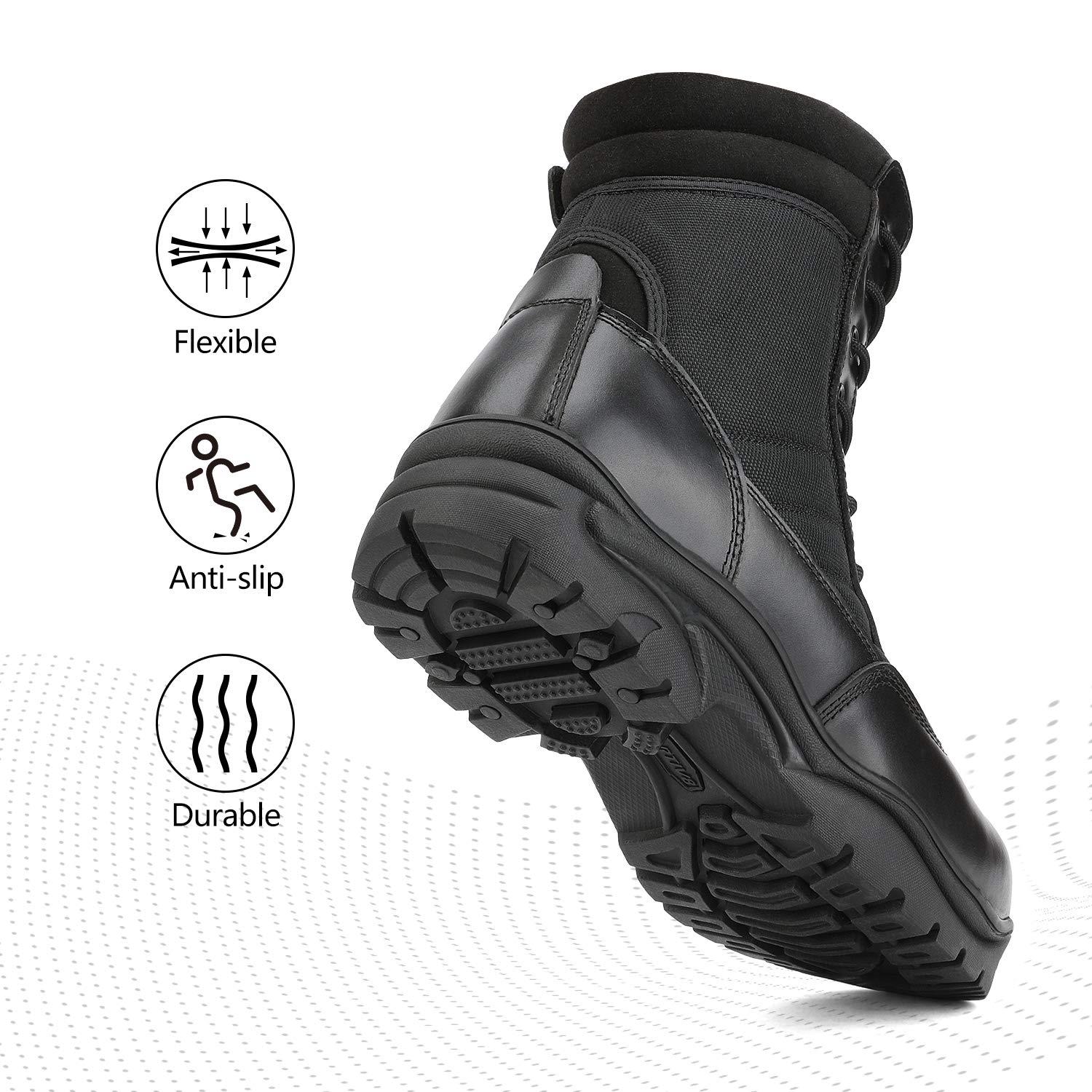 NORTIV 8 Men's Military Tactical Work Boots Side Zipper Leather Motorcycle Combat Boots Trooper(6-8 Inches) - Image 3