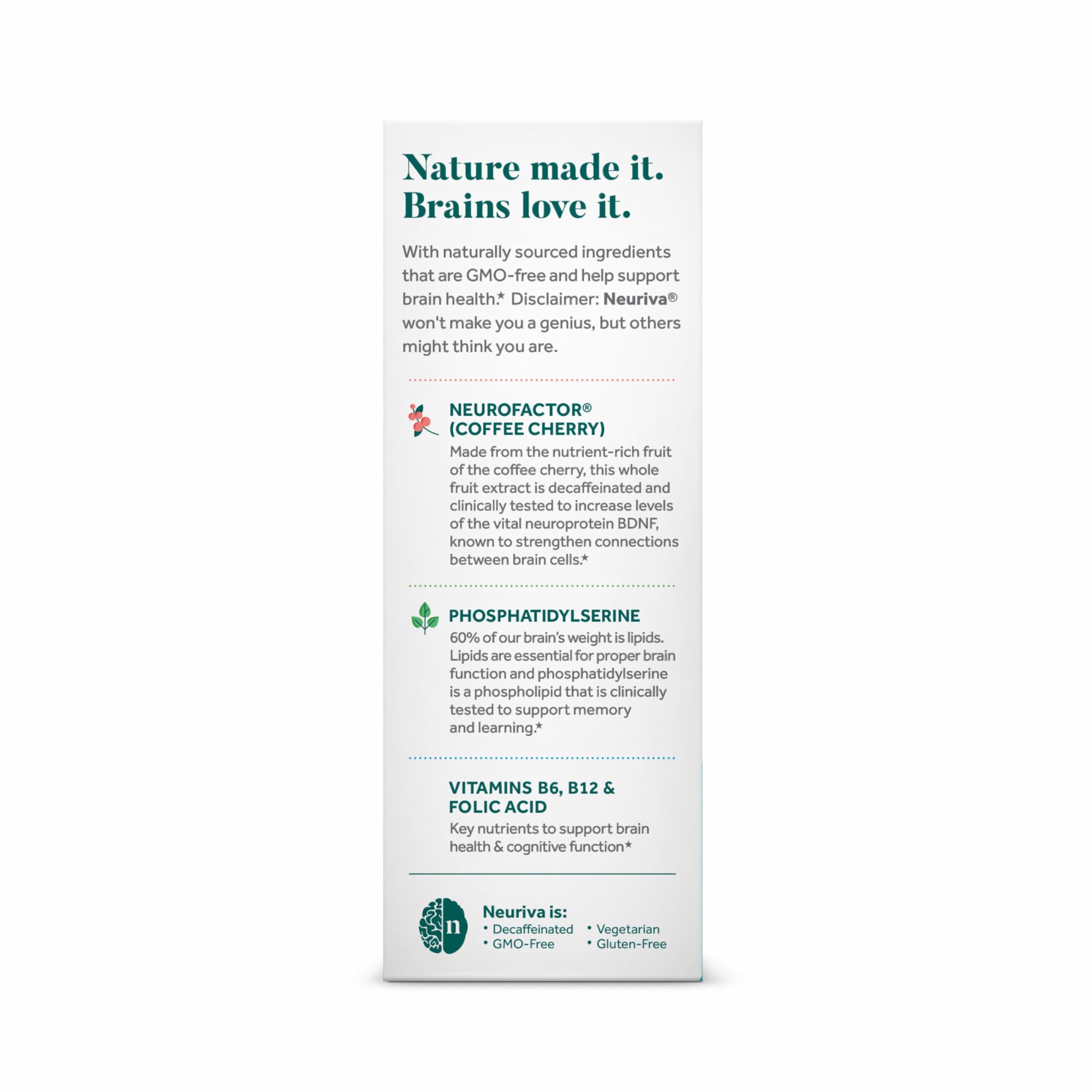 NEURIVA Plus Brain Supplement for Memory and Focus Clinically Tested Nootropics for Concentration for Mental Clarity, Cognitive Enhancement Vitamins B6, B12, Phosphatidylserine 30 Capsules - Image 11