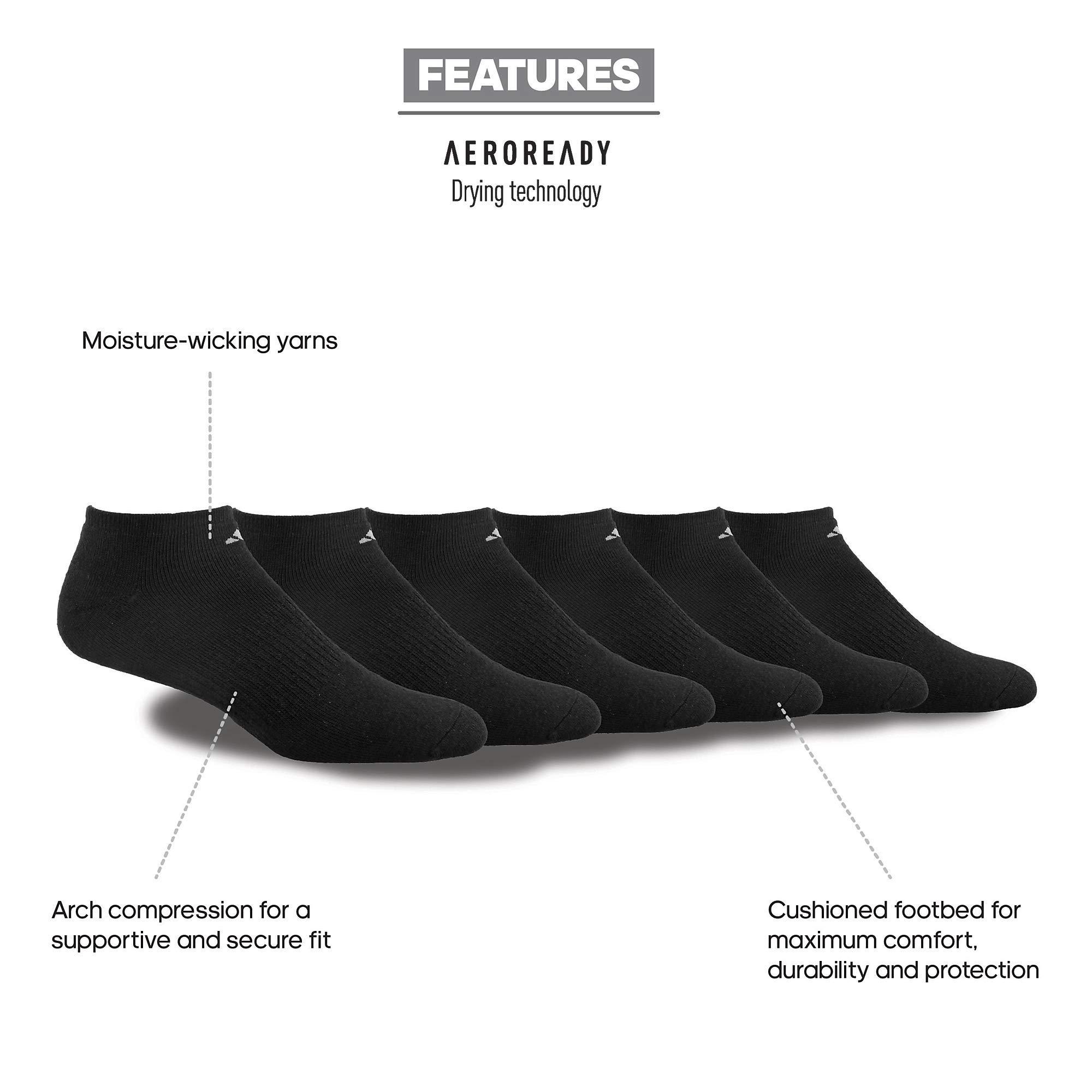 adidas Men's Athletic Cushioned Socks, 6-Pack No Show with Arch Support - Image 2