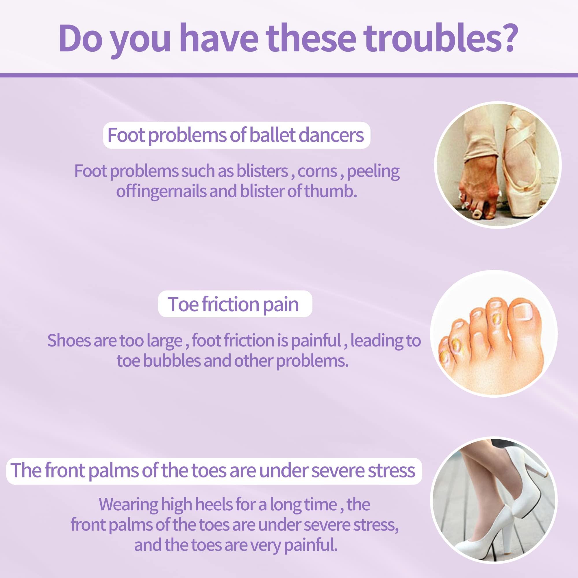JEVRKAPZ Silicone Gel Toe Sleeves Soft Ball of Foot Metatarsal Ballet Pointe Toe Cap with Hole Toe Protection Toe Topper Cover Protectors Pouch for Ballet Dance Shoes - Image 6