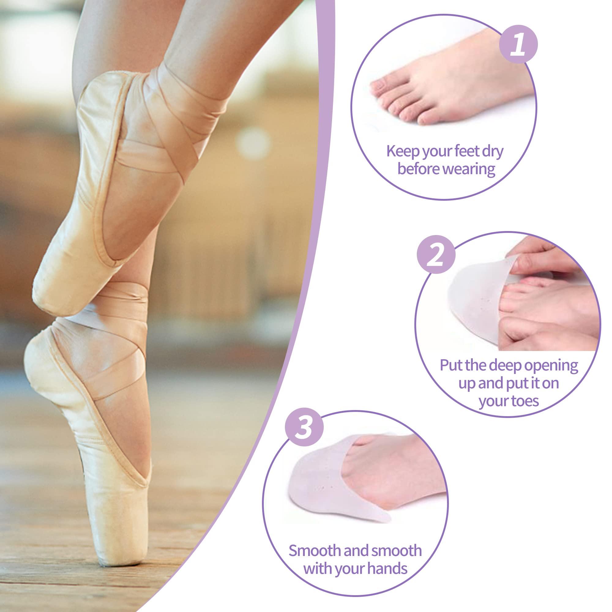 JEVRKAPZ Silicone Gel Toe Sleeves Soft Ball of Foot Metatarsal Ballet Pointe Toe Cap with Hole Toe Protection Toe Topper Cover Protectors Pouch for Ballet Dance Shoes - Image 9