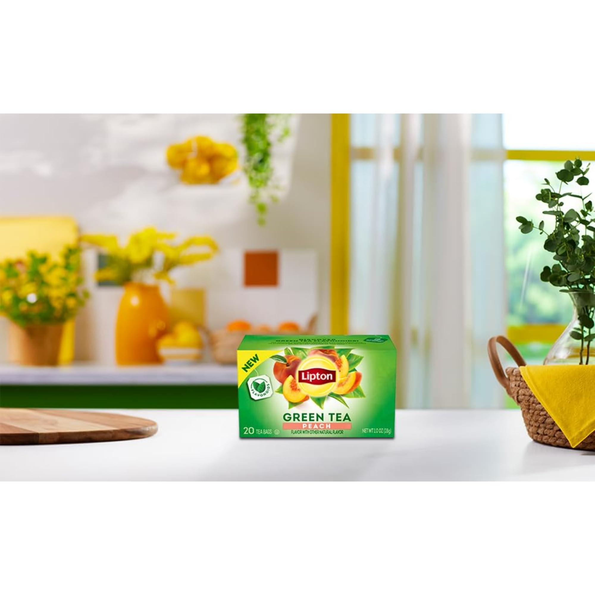 Lipton Peach Green Tea Bags, Flavored, Unsweetened Teabags for Hot Tea or Peach Iced Tea with Caffeine and Flavonoids, 120 Total Tea Bags (20ct - Pack of 6) - Image 10