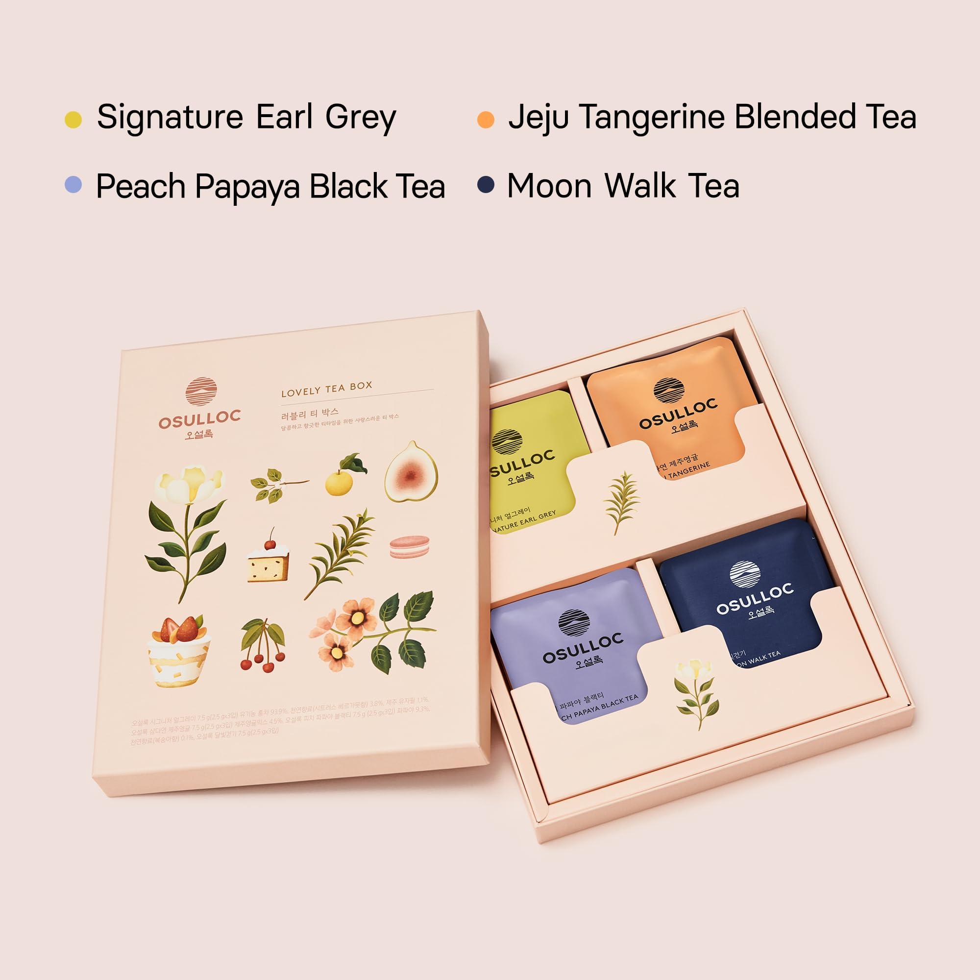 OSULLOC Lovely Tea Gift Box Set (12 count, 4 flavors x 3 EA) | Premium Blended Tea from Jeju | Korean Tea Sampler | Fruit Tea Variety Pack | Pyramid Tea Bag Series - Image 5